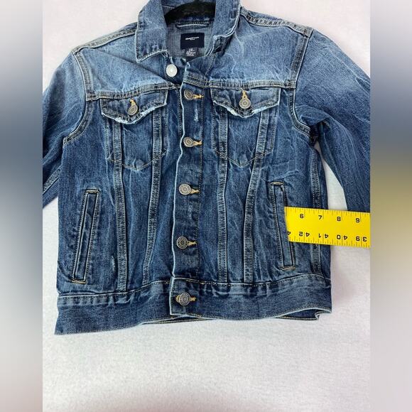 Gap Jacket Kids Medium Blue Denim Jean Front Pocket Button Up - Picture 5 of 10